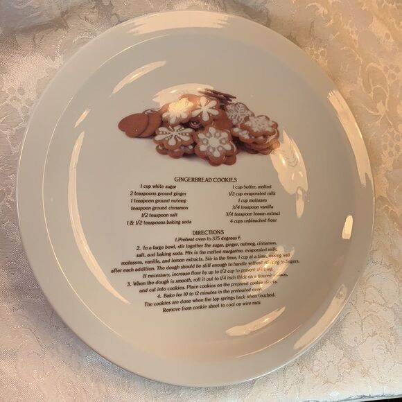 Gingerbread Cookies Recipe Directions Collector Decorator Plate 10 1/2 In White - Picture 4 of 7